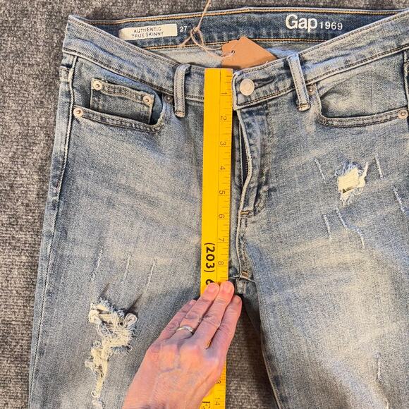 Gap 1969 Women’s 27 True Skinny Jeans Light Indigo Mid Rise Stretch Denim - Picture 8 of 9